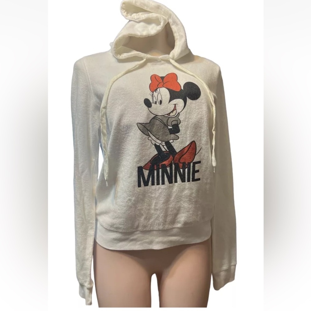 Disney Minnie Mouse Hooded Sweatshirt White Sz M (C1)